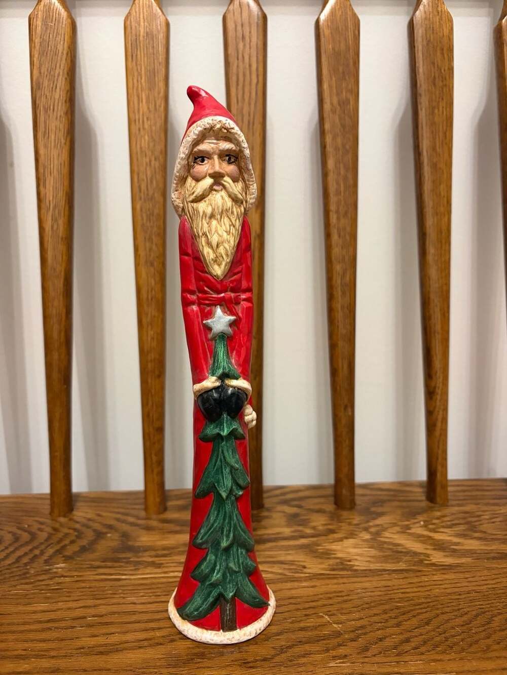Scioto Ceramic Pencil Santa Figurine 10.5 Inch Vintage Christmas